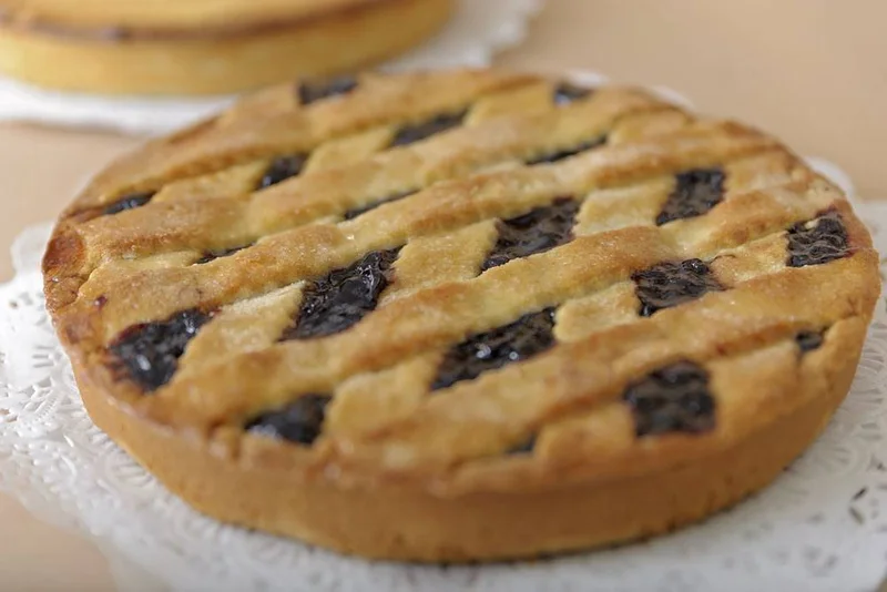 Golden lattice-topped pie