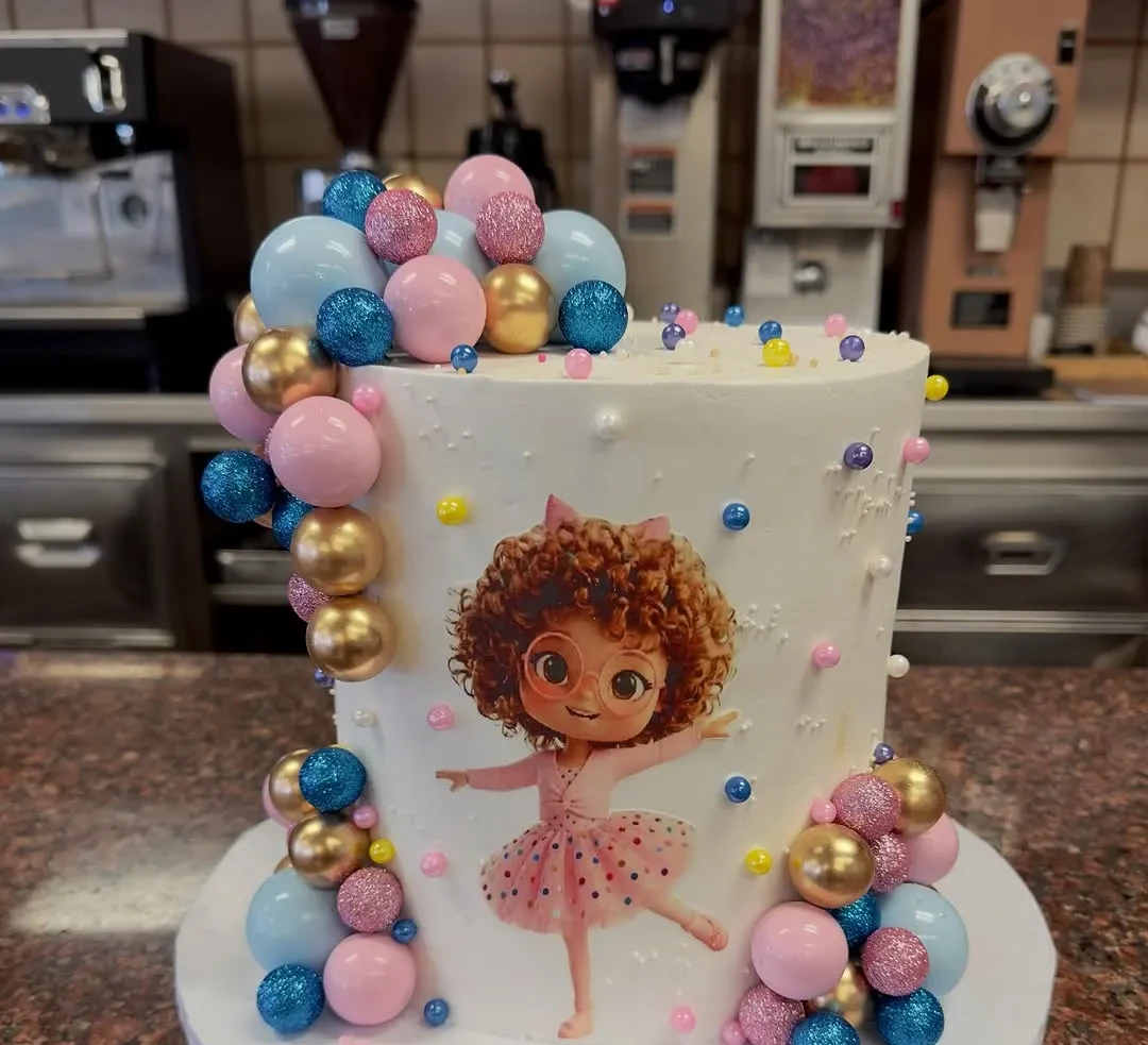 Birthday cake detail in pastel colours
