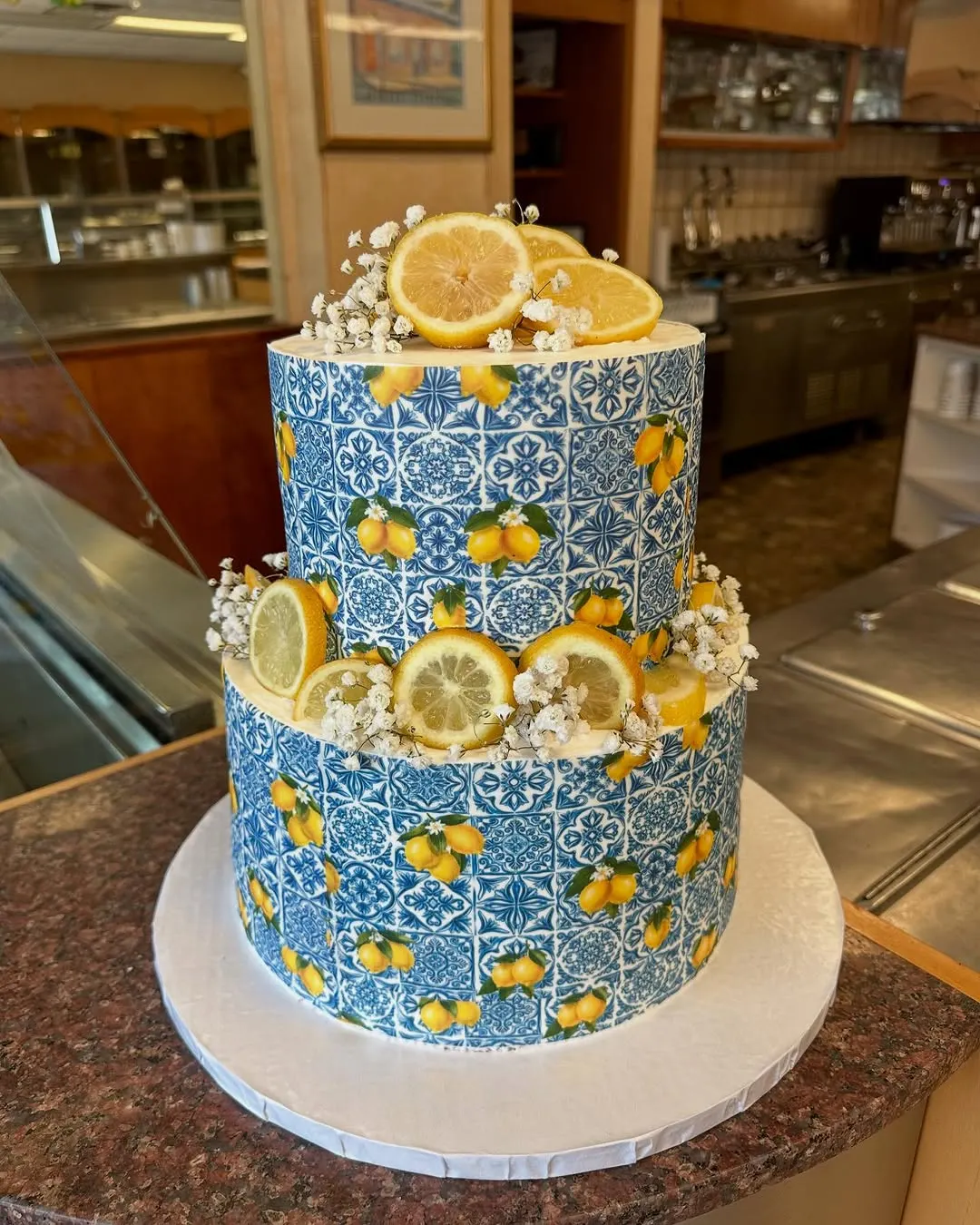 Blue-and-white tile detail & lemons